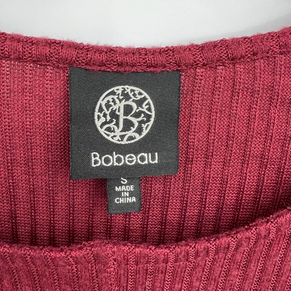 Bobeau Maroon Round Neck Long Sleeves Ribbed Knit Tunic Size S - Picture 2 of 4